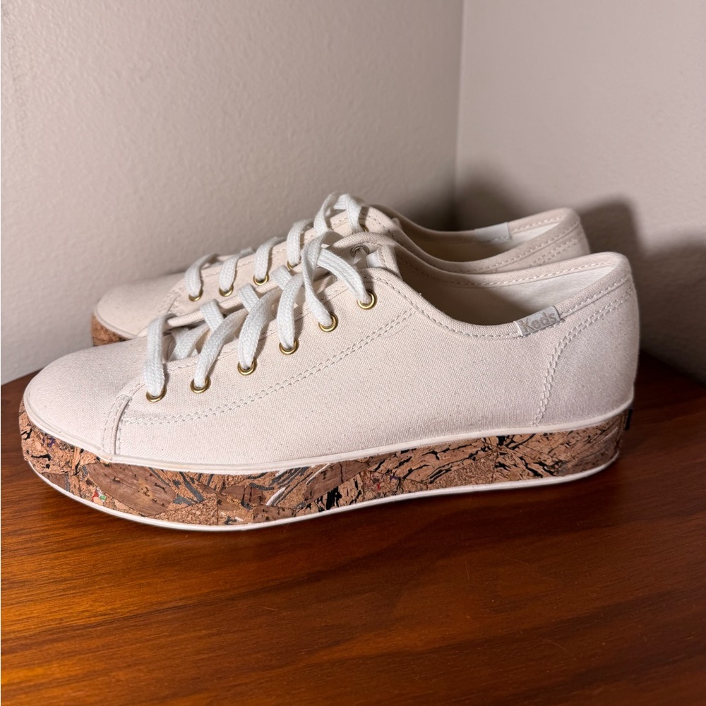 Keds Triple Kick Canvas Cork Foxing Natural Sneakers Size 7.5 - Picture 9 of 12